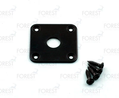 Gibson Aftermarket Square Flat Jack Plate, HJ015, Black With Screws - Image 1 of 4