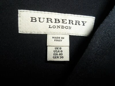  Vestido Mujer Talla 8 Burberry London Azul Negro Manga Corta Hecho en Italia Foto 1 de 4