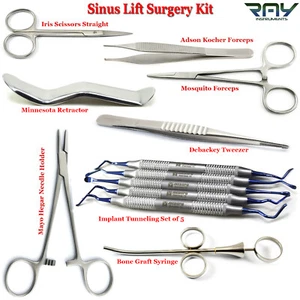 Kit de cirugía de levantamiento de senos dental fórceps de tejido tijeras implante jeringa de injerto óseo - Imagen 1 de 8