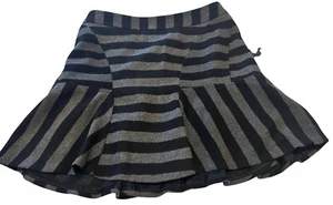 Worthington Mini Skater Skirt Wool Blend Black/Gray Stripes Women's Size 8 - Picture 1 of 16