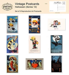 Vintage Halloween (Series 12) - Lot of (9) Rare Repro Holiday Postcards - Picture 1 of 1