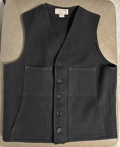 CC FILSON Black Mackinaw Wool Vest 38 Cruiser Hunting Discontinued Style 10055 - Picture 1 of 10