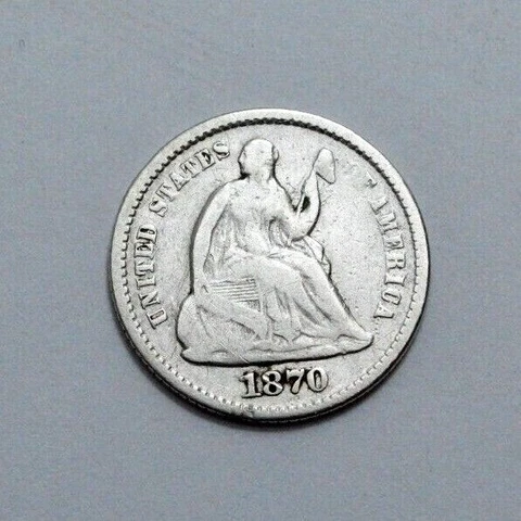 1870 SEATED LIBERTY HALF DIME Silver Coin RARE Better Date Half Dime Cover
