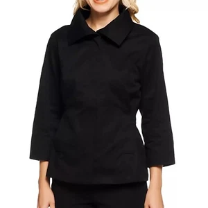 Chaqueta de sarga elástica negra mediana Liz Claiborne con cintura ajustada - Imagen 1 de 4