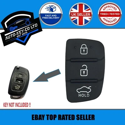NEW REPLACEMENT 3 BUTTON RUBBER KEY PAD FOR HYUNDAI I10 I20 I30 I40 IX20 IX35 +