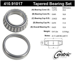 Frt Inner Bearing Set Centric Parts 410.91017