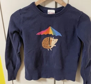 Hanna Andersson 100% Critter Rainbow Sweater Girls Size 12 Novelty Blue - Picture 1 of 6