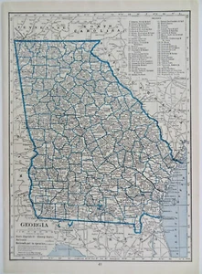 Mapa antiguo de Georgia 1931 del atlas de resumen literario del mundo - Imagen 1 de 2