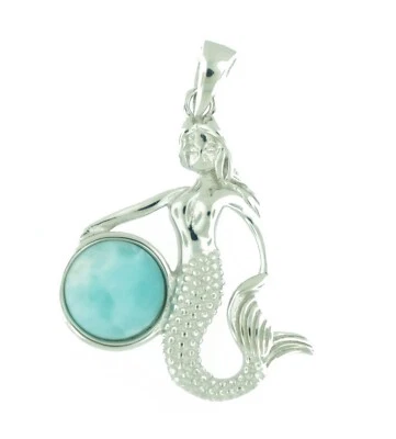 Colgante Larimar Natural Plata de Ley 925 - Sirena Hawaiana Foto 1 de 2