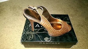 Rampage Caty Tobacco SN RX3540 US Women's Size 9.5M Peep-Toe Slingback Pumps - Picture 1 of 8