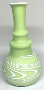 Mint Green White Swirl Small Glass Vase 6.5” Height - Picture 1 of 7