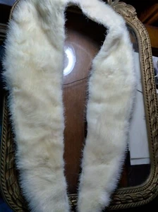 Amazing! Vintage Cream w Beige Mink Fur Collar Satin Lining with Snaps 48"x 4 - Picture 1 of 11