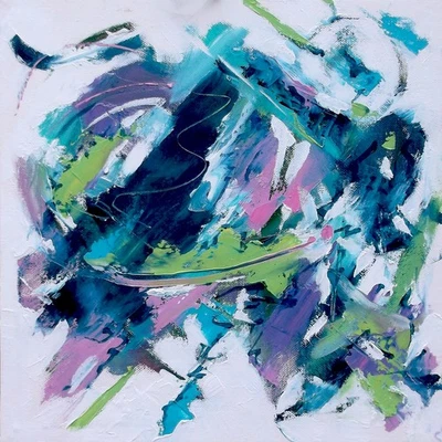 Pinturas al óleo abstractas "Teal Whirlwind" originales nuevas Foto 1 de 4