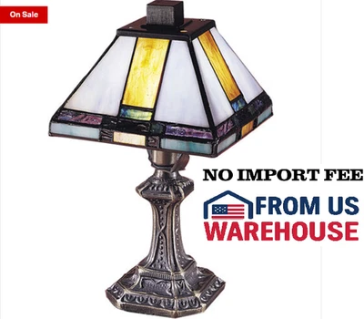 Lámpara de mesa portátil Dale Tiffany Evelyn 11 pulgadas 60,00 vatios antigua de latón Foto 1 de 2