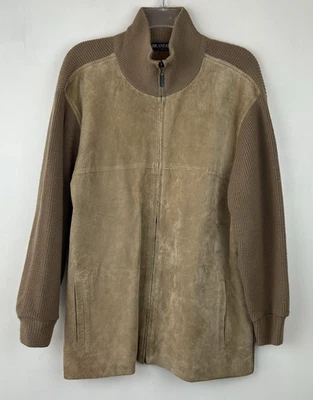 Suéter de gamuza vintage para mujer grande beige cuero lana cremallera completa dinero antiguo leer Foto 1 de 4