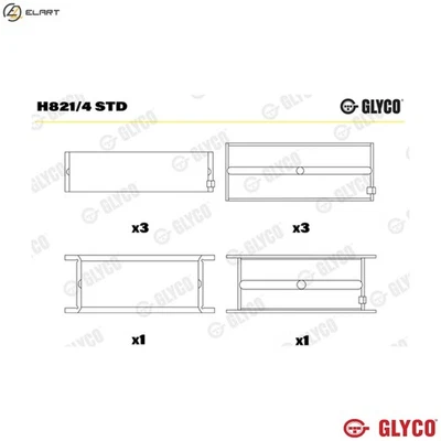 CRANKSHAFT BEARING H821/4 STD STD FOR OM401.914/905/973/975/985/909/972 9.6L - Image 1 of 4