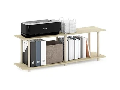 Mesa auxiliar rectangular moderna Furinno Turn-N-Tube sin herramientas, roble Bauhaus/beige Foto 1 de 4