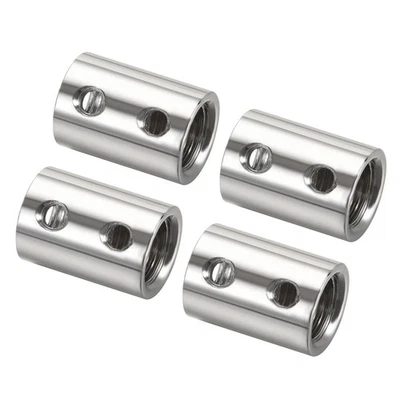 4x Runde Überwurfmutter M10 M4 Gewindehülse Stehbolzen Rohrverbinder Silber Ton - Bild 1 von 4