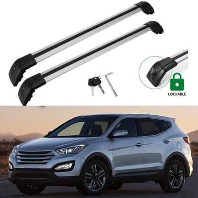 Fits For Hyundai IX45 Santa Fe Sport 2013-2018 Silver Black Roof Rack Cross Bars - Image 1 of 4