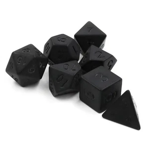 RPG Würfel Set 7-teilig Polyedrisch Dungeons & Dragons DSA Rollenspiel - Schwarz - Picture 1 of 7