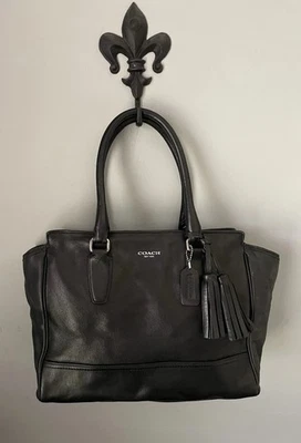 Bolso de Mano COACH Legacy Candace Cuero Negro con Borlas, Plateado ~ 19890 Foto 1 de 4