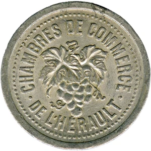 # FRANCE · 1921 ☆ 5c. • L'HERAULT · CHAMBRES COMM ☆ FRENCH EMERGENCY COIN ☆C9400 - Picture 1 of 4