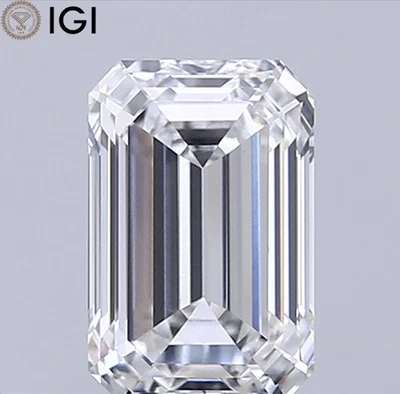 F Color VVS2 Clarity 2.00 Carat Emerald Cut CVD Lab Grown Diamond IGI Certified - Image 1 of 4