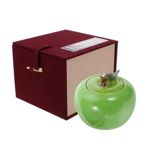 Christmas Candy Jar Ceramic Apple Shaped Food Storage Container with Lid Fruit - Picture 1 of 12