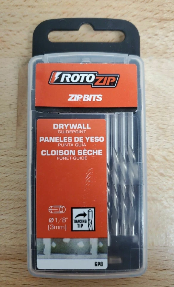 NEW ROTO-ZIP ROTO TOOL GP8 PACK (8) DRYWALL ZIP SPIRAL SAW BITS 1/8"  8243958 - Image 1 of 1