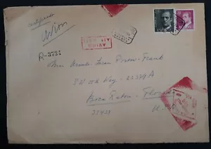 1986 Spain Registd Customs Cover ties 2 stamps cancelled Marbella to USA - Picture 1 of 3