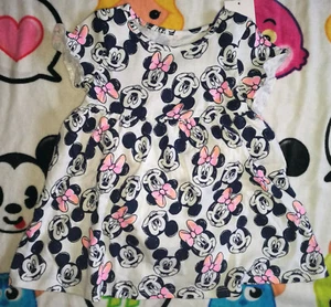 @DISNEY MINNIE & MICKEY MOUSE DRUCKKLEID MIT WINDELHÜLLE@NEU MIT ETIKETT! 12M 18M 24M  - Bild 1 von 4