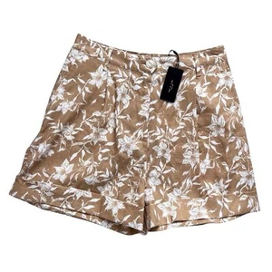 Rag & Bone NEW Sz 8 Ivy Printed Floral Linen Shorts Beige White Tropical Neutral - Picture 1 of 13