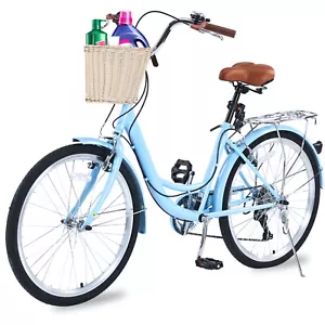 26" Women's Cruiser Bike, 7-Speed, Light Blue with Comfortable Padded Seat - Picture 1 of 8
