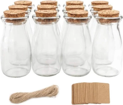 12pcs 3.4oz/100Ml Small Glass Jar Cork Lid-Jute String Tag for Gift Hobby Crafts - Image 1 of 4
