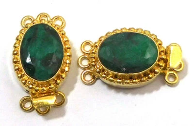 2 Pcs Emerald Box Clasp   Strand 18k Gold Plated Jewelry Making vk-325 - Image 1 of 3