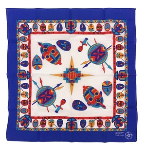 Vintage 13960 Tribal Native Masks Cotton Scarf Bandana 21.5" x 20.5" Made in USA - Picture 1 of 7