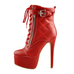 Botines de plataforma con cordones para mujer Onlymaker correa al tobillo cinturón cremallera lateral lápiz óptico - Imagen 1 de 11