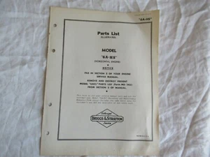 Briggs & Stratton 6A-HS engine parts list manual catalog - Picture 1 of 5