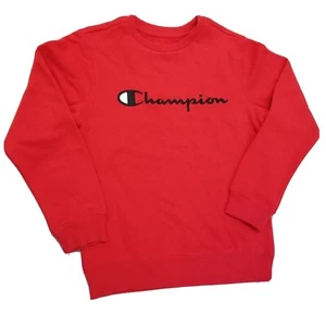 Champion Script CVC Crew Long Sleeved Sweatshirt Youth Size Medium Red Scarlett - Picture 1 of 9