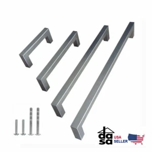 Moderno gabinete cuadrado de acero inoxidable de níquel cepillado barra tira manijas de cajón  - Imagen 1 de 11