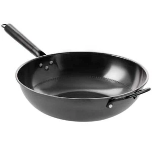 Gibson Home Debossed 13" Heavy Gauge Carbon Steel Wok in Black - Picture 1 of 1