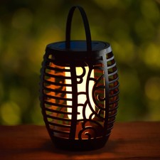 SOLARE alimentato Marocco effetto fiamma LED Appeso Luce Giardino lanterna solare Decor