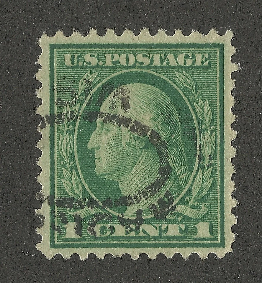 US 498 @ (1917) 1c Used, VF/XF Washington Half Oval Cancellation - Image 1 of 1