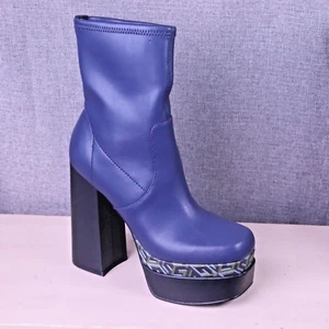 Guess Womens Navy 2" Platform Womens 7.5(M)US Stretch Caballa Square Toe Booties - Picture 1 of 14