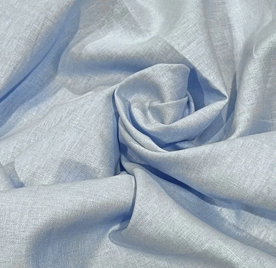 Light Blue 100% Linen fabric 56” Width Sold By The Yard - Image 1 of 1