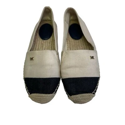 Zapatos Alpargata Náutica Michael Kors Azul Marino y Beige Lona Preppy Talla 6M Foto 1 de 4