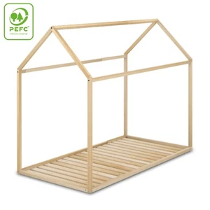 Cama Infantil Tipo Montessori, Casita Madera Natural para niño y niña, - Imagen 1 de 5