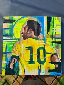 Pele Brasilien Fußball Malerei Leinwand Wandkunst Bild Mann Höhle - Bild 1 von 5