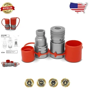 Universal Flat Face Hydraulic Couplers Set - Durable, Corrosion-Resistant Design - Picture 1 of 11