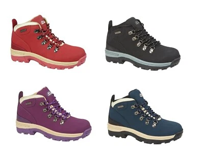 JOHNSCLIFFE Damen Wasserdicht Leder Wanderschuhe Walking Schaumstoff Knöchel Wasserdicht Schuhe Größe